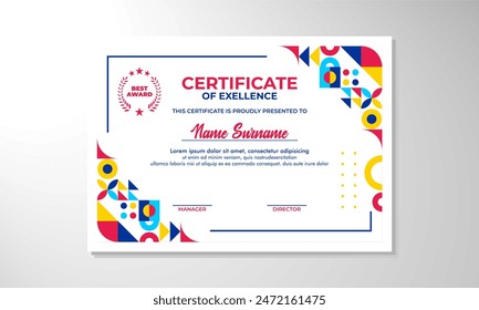Modern flat certificate design template