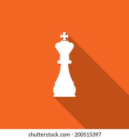 Modern flat chess piece icon with long shadow