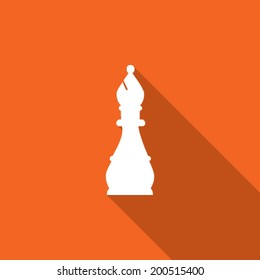 Modern flat chess piece icon with long shadow