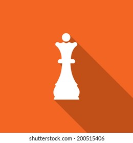 Modern flat chess piece icon with long shadow