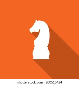 Modern flat chess piece icon with long shadow