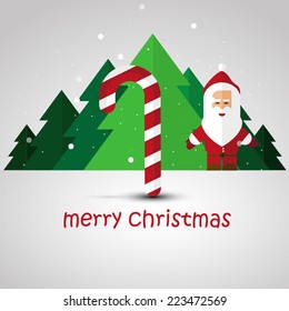 Modern flat Christmas background with Santa Claus