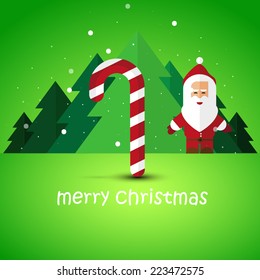Modern flat Christmas background with Santa Claus