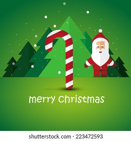 Modern flat Christmas background with Santa Claus