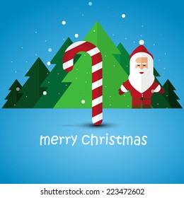 Modern flat Christmas background with Santa Claus