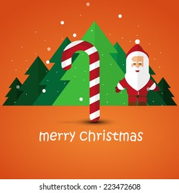 Modern flat Christmas background with Santa Claus