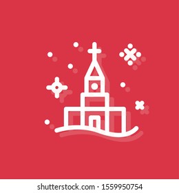 Modern flat christmas church icon