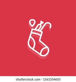 Modern flat christmas sock icon