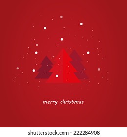 Modern flat Christmas tree background with snowflakes