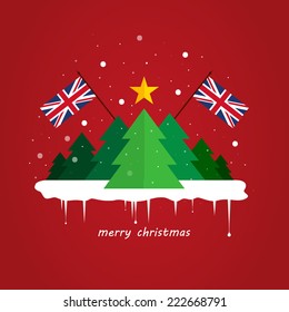 Modern flat Christmas tree background with flag