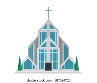 Modern Flat Church And Cathedrals Building, Suitable for Diagrams, Map, Infographics, Illustration, And Other Graphic Related Assets
