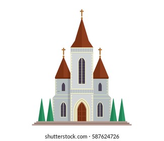 Modern Flat Church And Cathedrals Building, Suitable for Diagrams, Map, Infographics, Illustration, And Other Graphic Related Assets