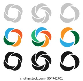 Modern flat circular icons in 3 version - Segmented circle icons