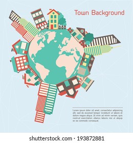 Modern flat city background with text fields. Infrastructure vector illustration. Colorful template with for you design, web and mobile applications. 