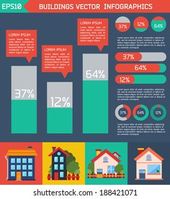 Modern flat city infographics background. Plants and factories vector illustration. Colorful template with for you design, web and mobile applications. 