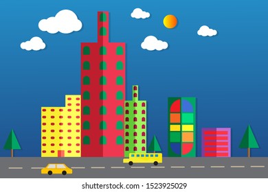 Modern flat city vector illustration. Ecology city concept background.