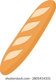 Modern Flat Classic Baguette Illustration. Minimal French Bakery Bread