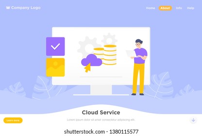 modern flat cloud service landing page illustration