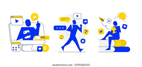 Modern flat color designed concepts of Teaching, Online Education, and Video Tutorials. Can be used for Web Project , Applications, Infographics and Print design. Trendy Vector Illustration