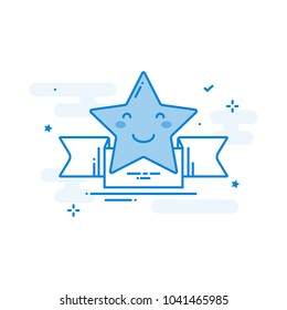 Modern flat color line designed concepts icon Star. Can be used for Web Project and Applications. Vector Illustration