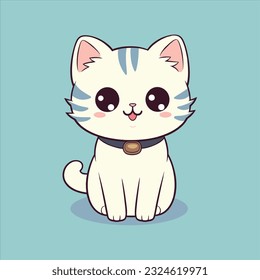 Modern flat color vector illustration of a cute cartoon cat mascot character. Perfect for various design projects.