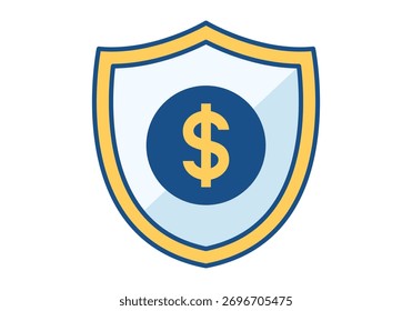 Modern flat colored shield icon representing protection, security, and digital safety for financial systems.