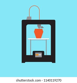 Modern Flat Colorful 3D Printer Icon 