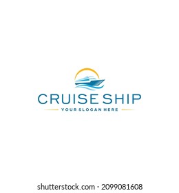 Modern flat colorful CRUISE SHIP boat logo design