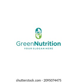 Modern flat colorful GREEN NUTRITION logo design