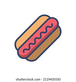  Modern flat colorful hot dog icon