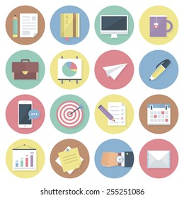 Modern flat colorful vector business icons set. Isolated on white background.