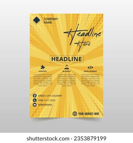 Moderna plantilla de volante con puntos de estilo de historieta plano, que se puede utilizar para diseños de negocios, presentaciones o cualquier diseño adecuado.