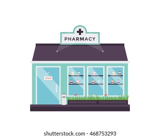 Modern Flat Commercial Building - Pharmacy