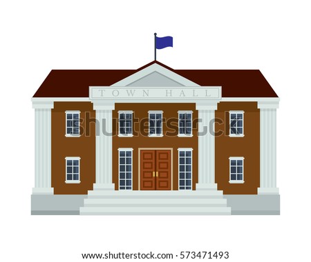 Modern Flat Commercial Government Office Building, Suitable for Diagrams, Infographics, Illustration, And Other Graphic Related Assets - Town Hall