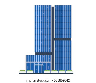 Modern Flat Commercial Office Building, Suitable for Diagrams, Infographics, Illustration, And Other Graphic Related Assets