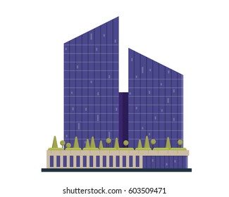 Modern Flat Commercial Office Building, Suitable for Diagrams, Infographics, Illustration, And Other Graphic Related Assets
