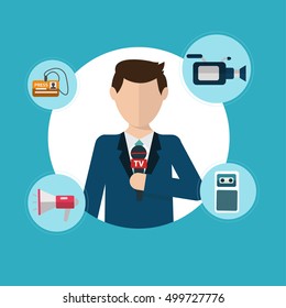 Modern flat concept of journalism press news reporter