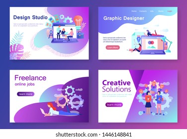 Modern flat concept web banner Graphic Design Studio with people character. Set of flat banners creative professions. Conceptual vector illustration for web and graphic design, marketing.