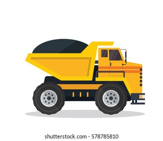 Modern Flat Construction Vehicle Illustration - Dump Truck
