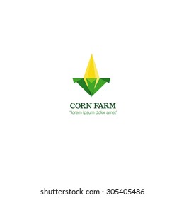 Modern flat corn farm agriculture green yellow logo design