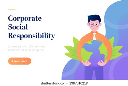 Modern Flat Corporate Social Responsibility Landing Page Template