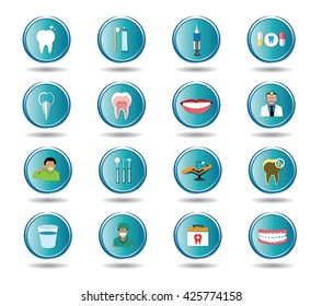 Modern flat dental icons set 