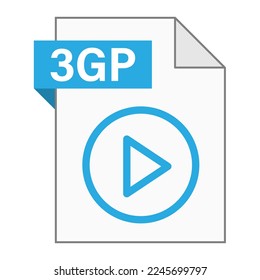 Modern flat design of 3GP file icon for web