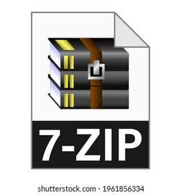 Diseño plano moderno del icono de archivo 7-ZIP para web