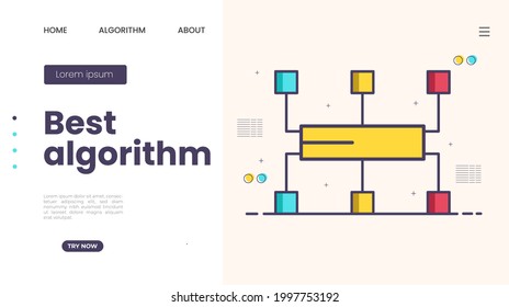 Modern flat design algorithm. Landing page template. Vector illustration for web and graphic design.