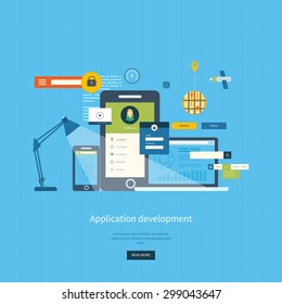 Modern flat design application development concept  for e-business, web sites, mobile applications, banners, corporate brochures. Vector illustration