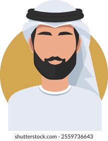 Modern Flat Design of an Arabic Man in Traditional Attire