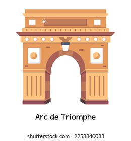 Modern flat design of arc de triomphe