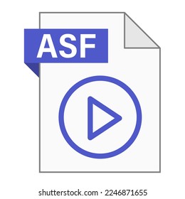 Modern flat design of ASF file icon for web