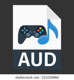 Modern flat design of AUD file icon for web